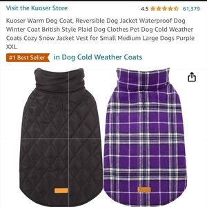 Kuoser Reversible Dog Coat NWT